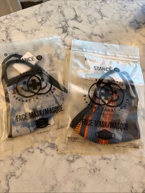 Stance Two-Pack Face Masks — Blue Tie-Dye & Orange/Blue Stripe